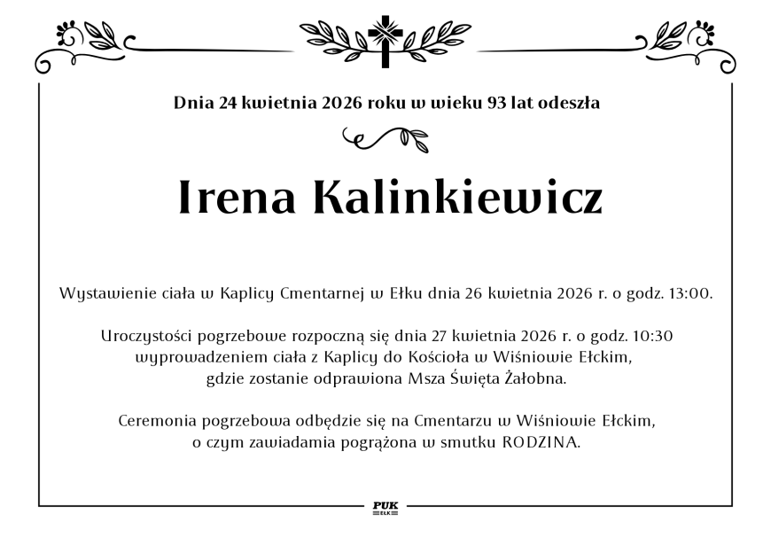 Irena Kalinkiewicz - nekrolog